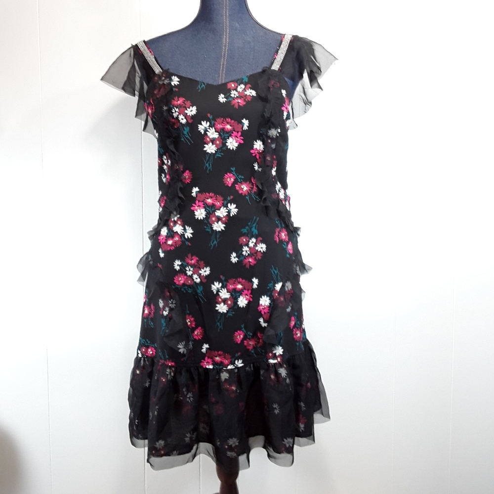 Libby Edelman Floral lace embellished dress medium